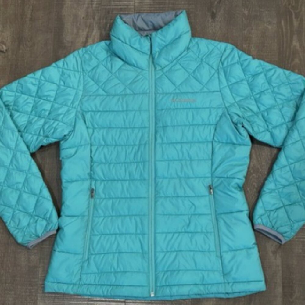 Columbia Powder Lite Puffer Jacket Coat Omni-Heat Interior Teal Women's Small C1